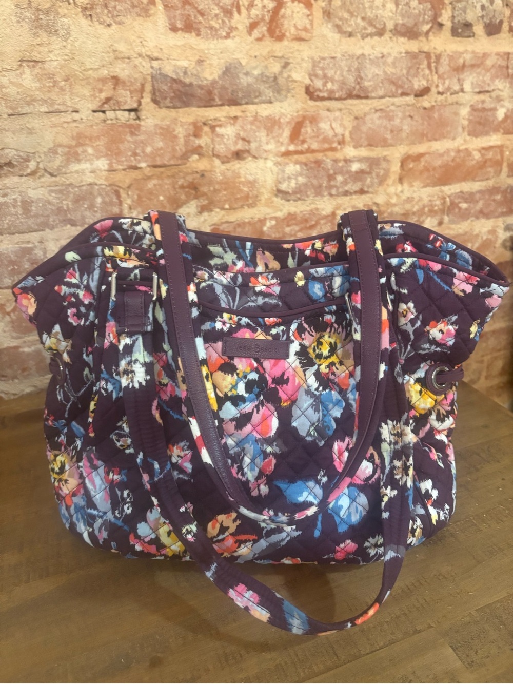 NWOT Vera Bradley Plum Floral Quilted Tote with Multicolor Bloom